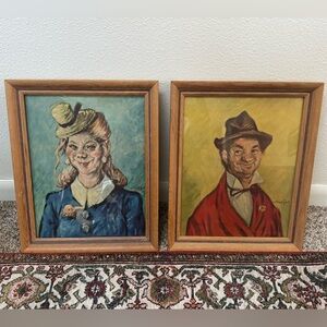 Large Vintage Framed The Gay Philosopher & The Philosopher’s Wife By Henry Major